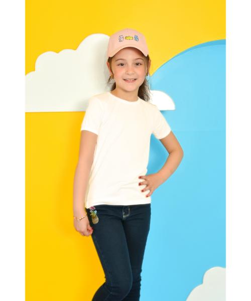 Cotton Undershirt Solid Short Sleeves for Girls - Off White