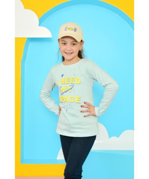 Cotton T-shirt Printed Full Sleeve for Girls - Mint Green