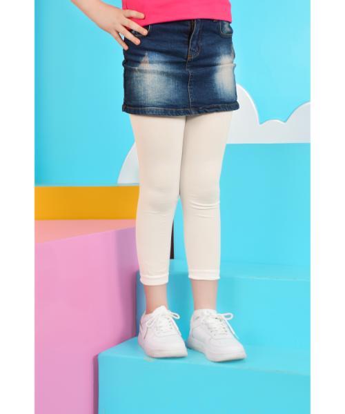 Solid Bermuda Pants Lycra For Girls - off-white
