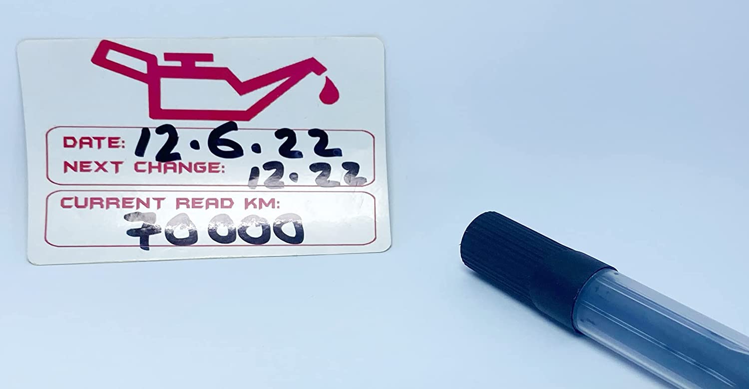 Adhesive sticker to remind you of when to change the car's oil