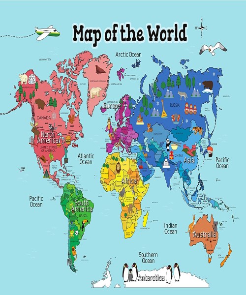 World map - 53x40 cm