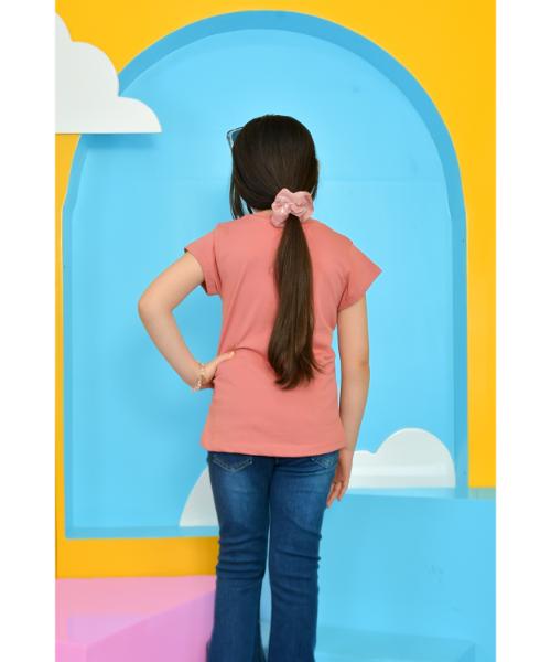 Cotton Summer T-Shirt  printed For Girls - Brick