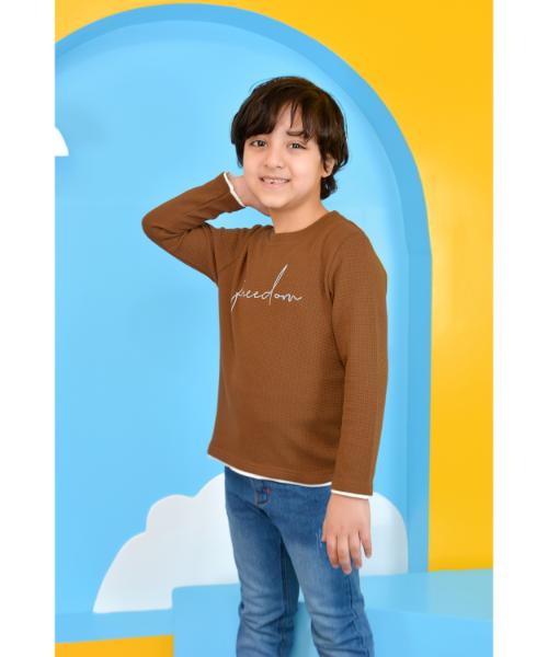 Casual long Sleeve T-shirt for Boys - Brown