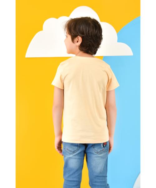 Cotton Casual T-Shirt Short Sleeve For Boys  - Melon