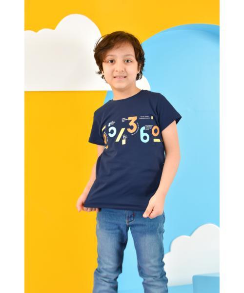 Cotton Casual T-Shirt Short Sleeve For Boys  - Navy