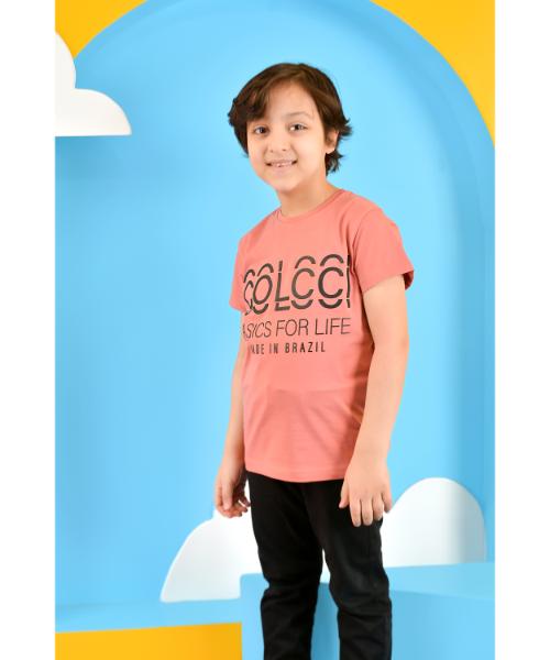 Cotton Casual T-Shirt Short Sleeve For Boys  - Dark Cashmere