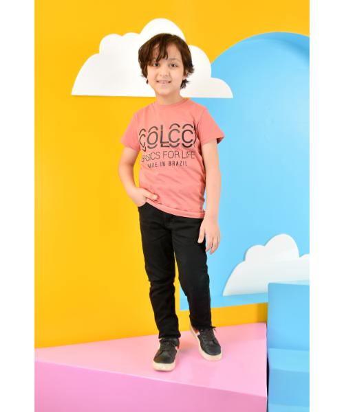 Cotton Casual T-Shirt Short Sleeve For Boys  - Dark Cashmere