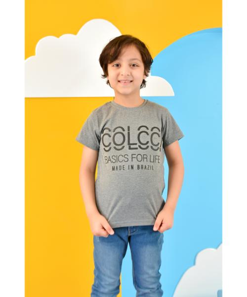 Cotton Casual T-Shirt Short Sleeve For Boys  - Grey