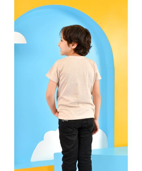 Cotton Casual T-Shirt Short Sleeve For Boys  - Beige