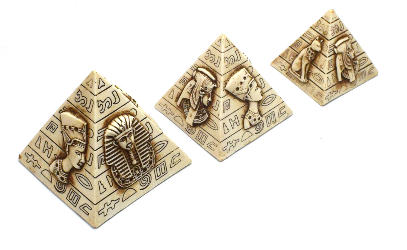 immatgar pharaonic Egyptian 3 Pyramids Statue Egyptian souvenirs gifts - Inspired Gift from Egypt  ( White 4 - 6 CM )