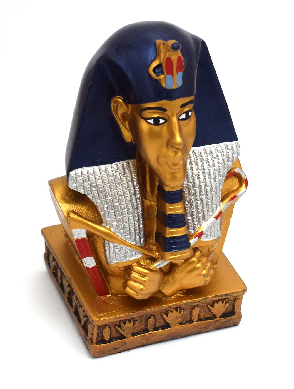 immatgar pharaonic Egyptian akhenaten Head Statue Egyptian souvenirs gifts Inspired Gift from Egypt ( Multi Color 1 - 9.5 CM Tall )