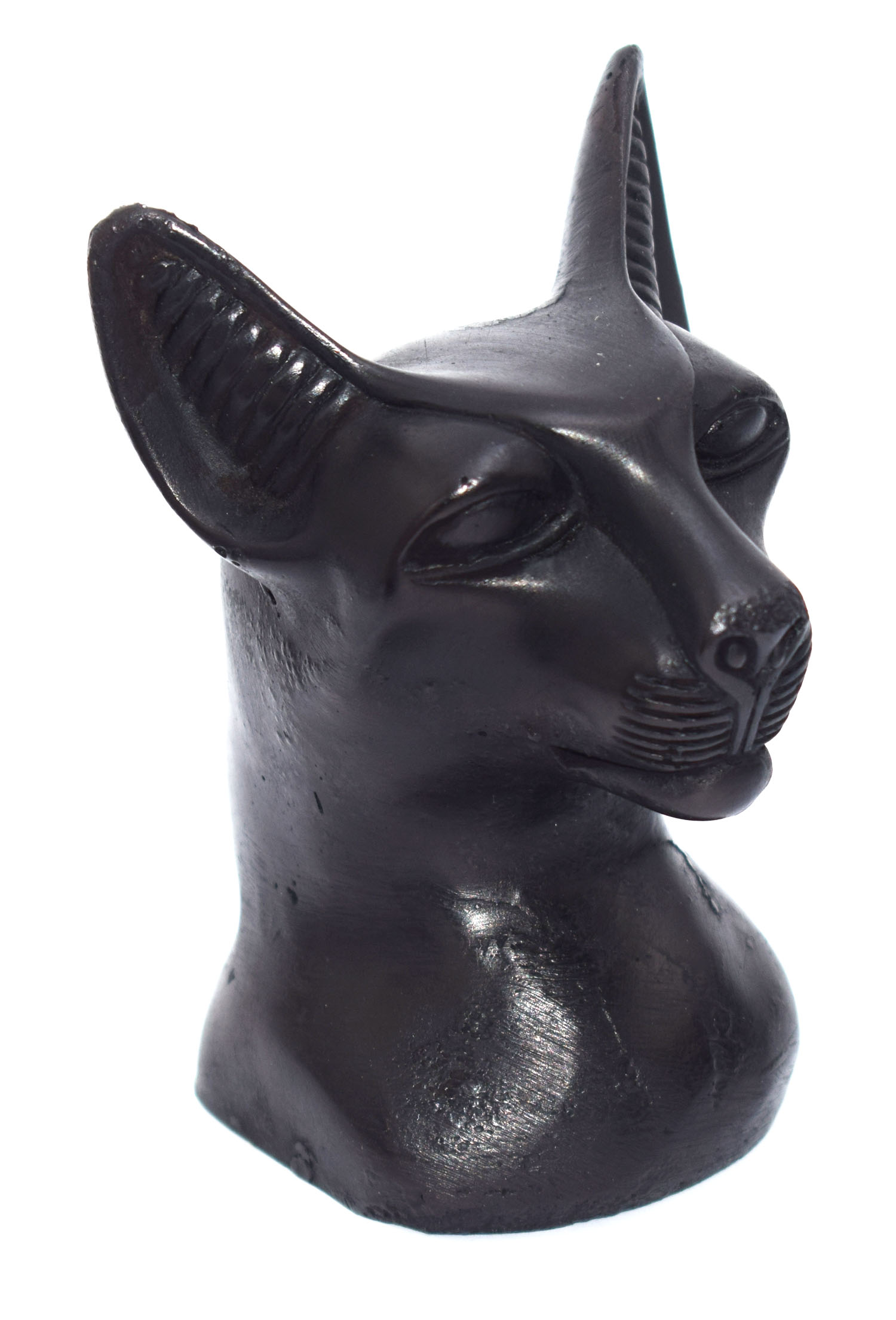 تمثال رأس قط فرعوني فرعوني مصري هدايا تذكارية مصرية للنساء والفتيات والأم (أسود - طول 10.5 سم)