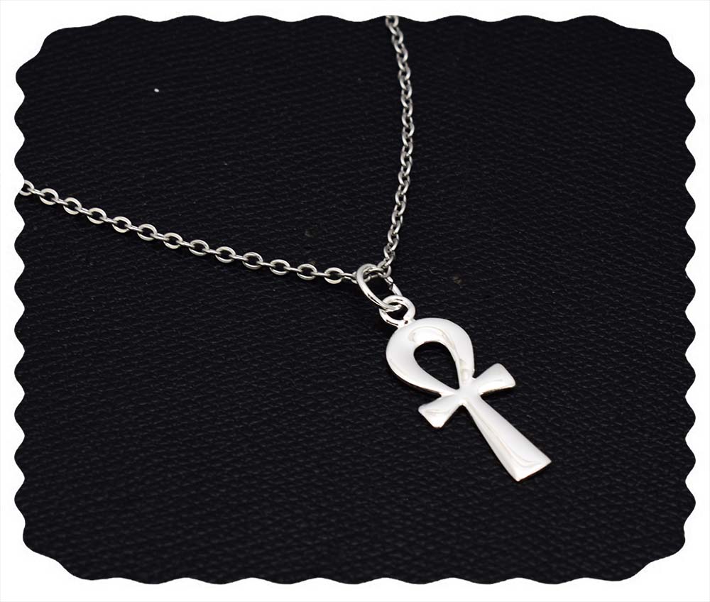 immatgar pharaonic Egyptian Gold platted ankh key necklace jewellery Egyptian pendant souvenirs gifts for Women Girls ( Silver Platted )