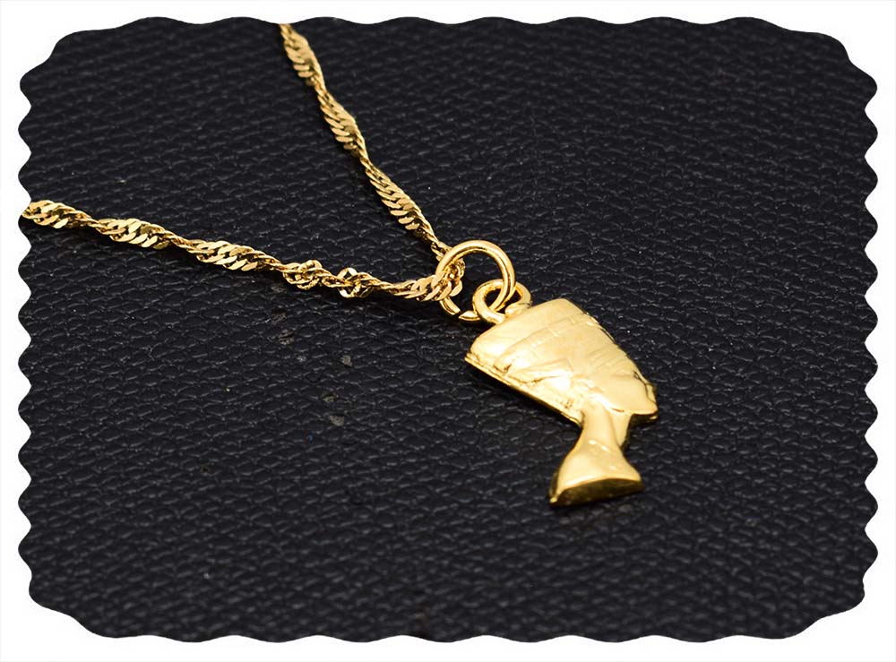قلادة نفرتيتي مطلية بالذهب المصري الفرعوني قلادة مجوهرات مصرية هدايا تذكارية للنساء والفتيات (مطلية بالذهب)