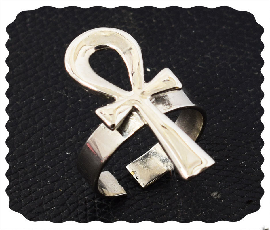 immatgar pharaonic Egyptian Nickel platted ankh key Ring for Women - Silver