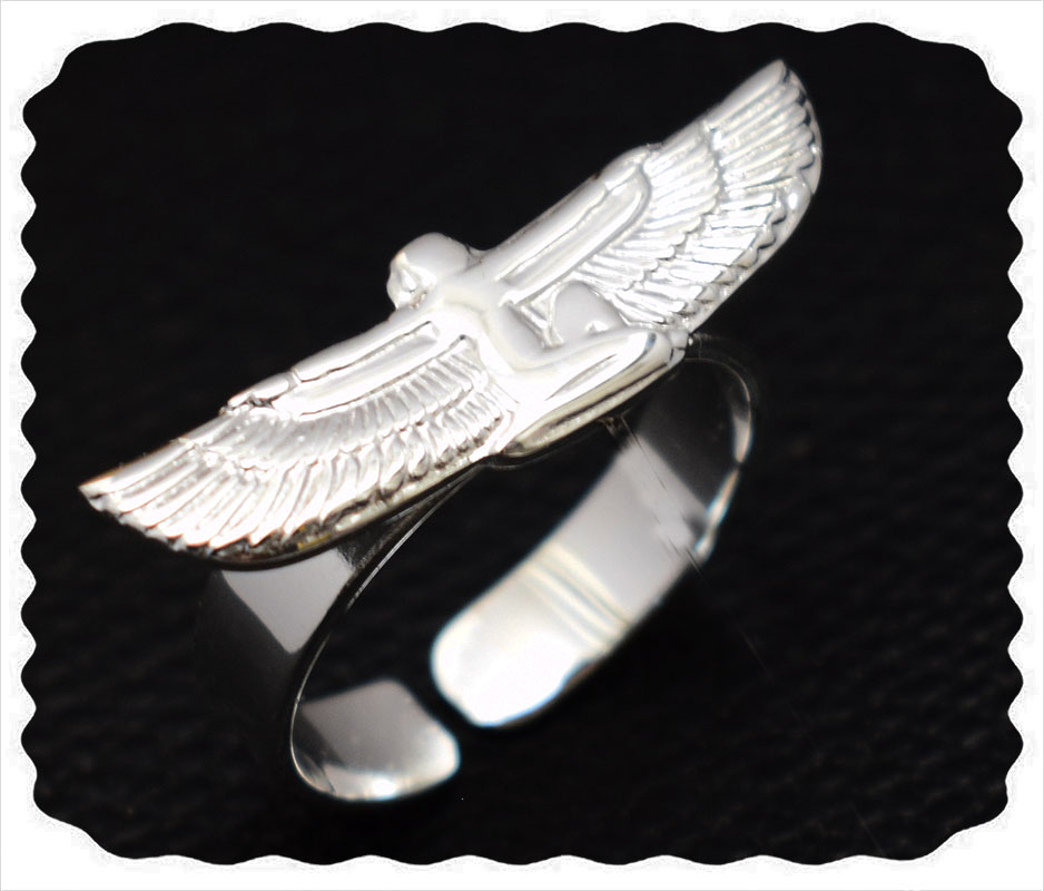 immatgar pharaonic Egyptian silver platted iisiis Ring for Women - Silver