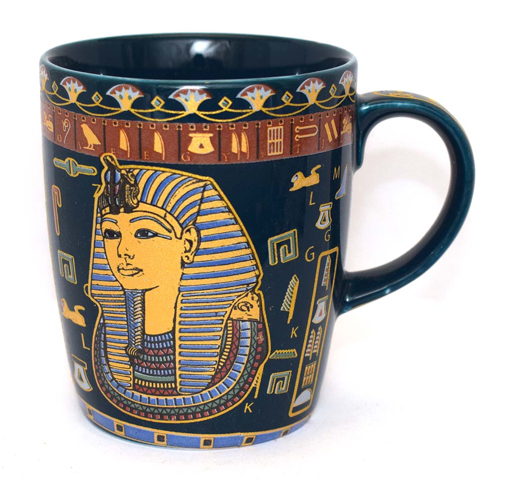 immatgar pharaonic Egyptian tutankhamun mug Egyptian souvenirs gifts for Women Girls and Men .. ( Blue - 200 MM )