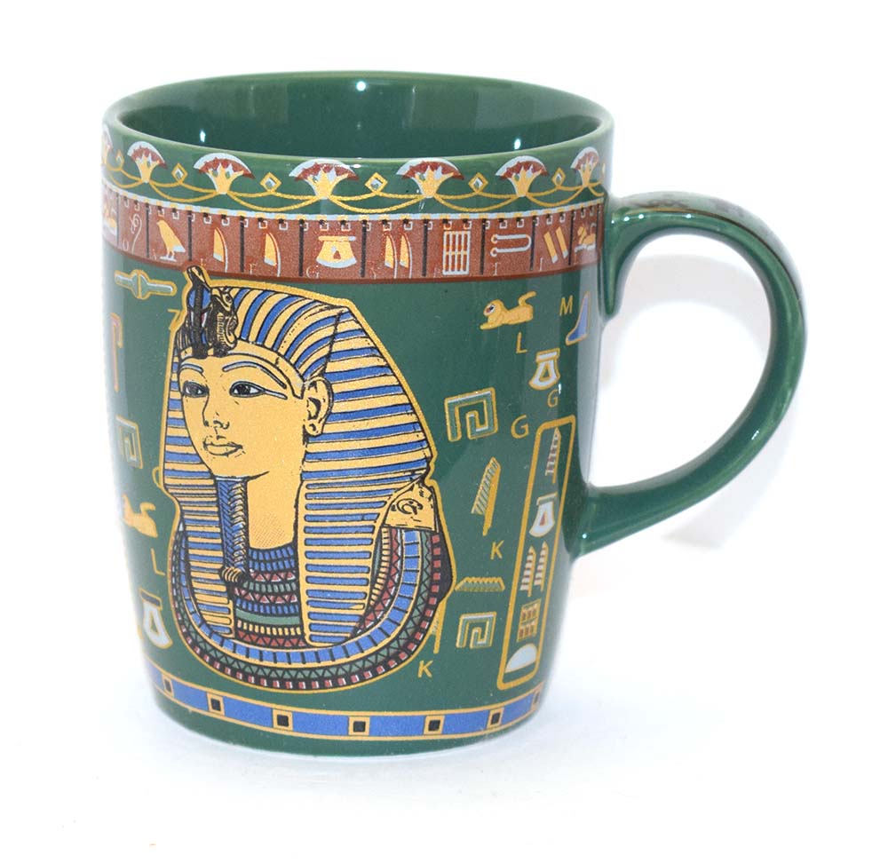 immatgar pharaonic Egyptian tutankhamun mug Egyptian souvenirs gifts for Women Girls and Men .. ( Green - 200 MM )