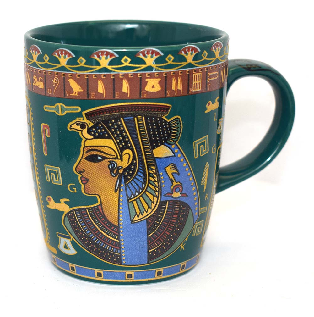 immatgar pharaonic Egyptian Cleopatra mug Egyptian souvenirs - gifts for Women Girls and Men .. ( Green - 200 MM )