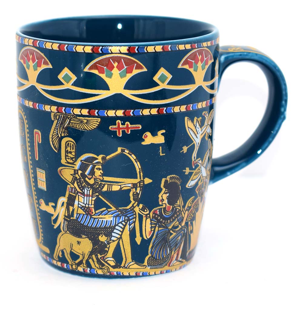 كوب عربة مصرية فرعونية هدايا تذكارية مصرية للنساء والفتيات والرجال. ( أزرق - 200 ملم )