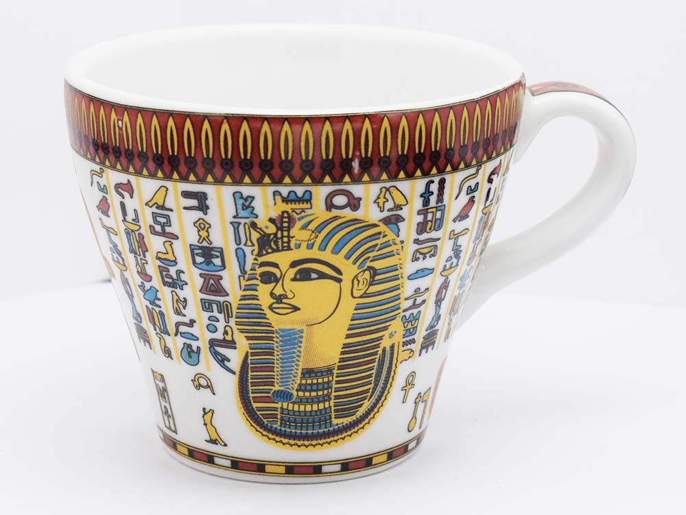immatgar pharaonic Egyptian Tutankhamun Porcelain mug Egyptian souvenirs gifts for Women Girl ( White - 250 mm )