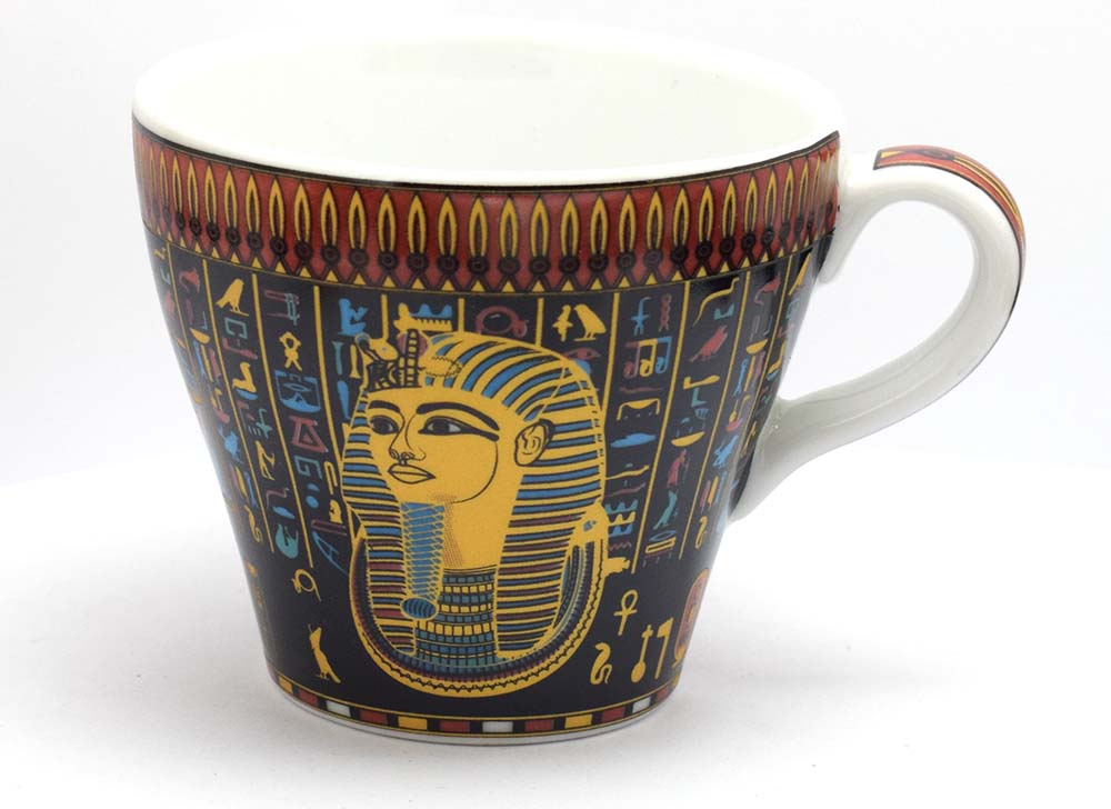 immatgar pharaonic Egyptian Tutankhamun Porcelain mug Egyptian souvenirs gifts for Women Girl ( Black - 250 mm )