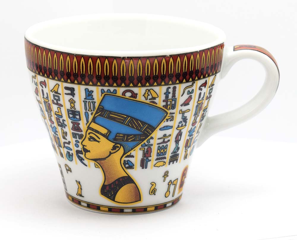 immatgar pharaonic Egyptian Nefertiti Porcelain mug Egyptian souvenirs gifts for Women Girl ( White - 250 mm )