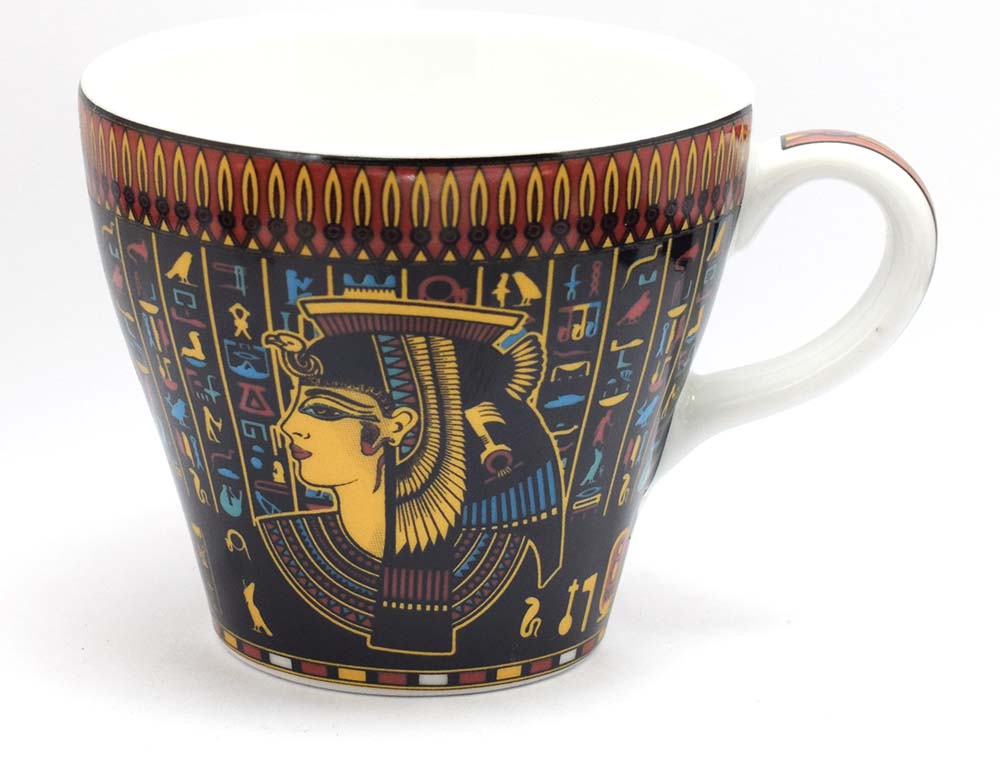كوب كليوباترا مصرية فرعونية من البورسلين هدايا تذكارية مصرية للنساء والفتيات ( اسود - 250 ملم )