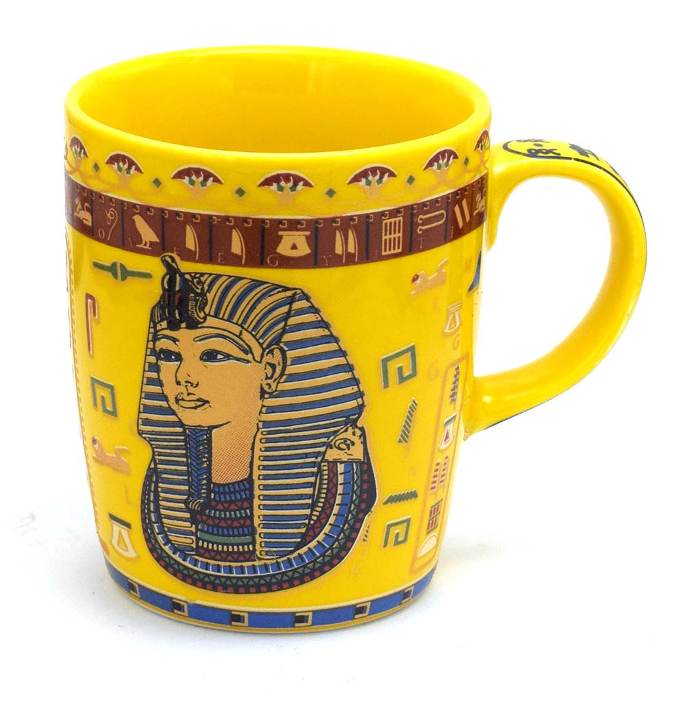 immatgar pharaonic Egyptian tutankhamun mug Egyptian souvenirs gifts for Women Girls and Men .. ( Yellow - 200 MM )