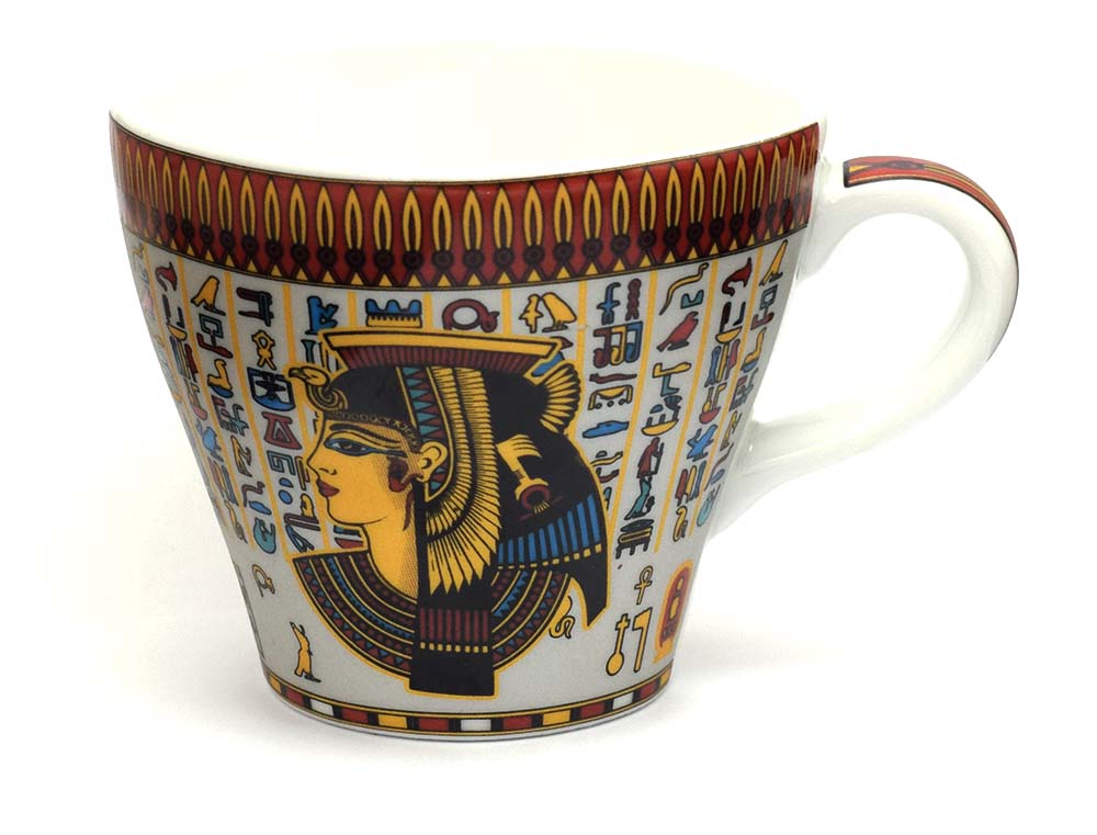 immatgar pharaonic Egyptian Cleopatra Porcelain mug Egyptian souvenirs gifts for Women Girl ( Grey )