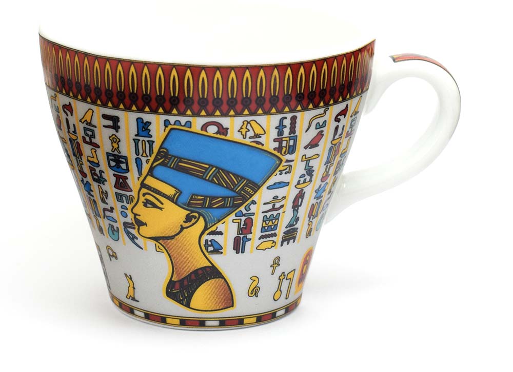 immatgar pharaonic Egyptian Nefertiti Porcelain mug Egyptian souvenirs gifts for Women Girl ( Grey )