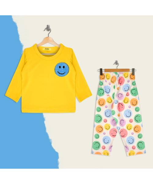 Cotton pajamas long sleeve 2 Pieces For Girls - yellow