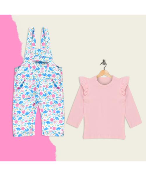 Printed jumpsuit 2 Pieces for Girls - Pink White