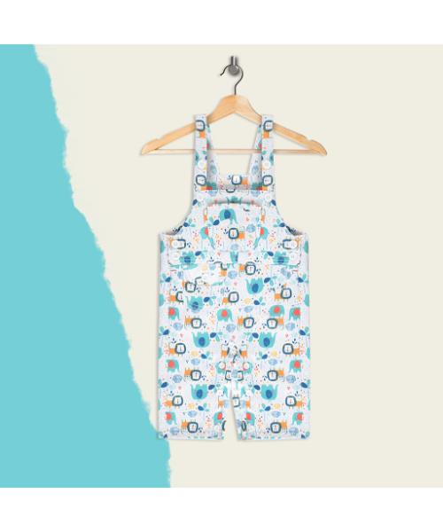 Printed jumpsuit 2 Pieces for newborns - Turquoise White