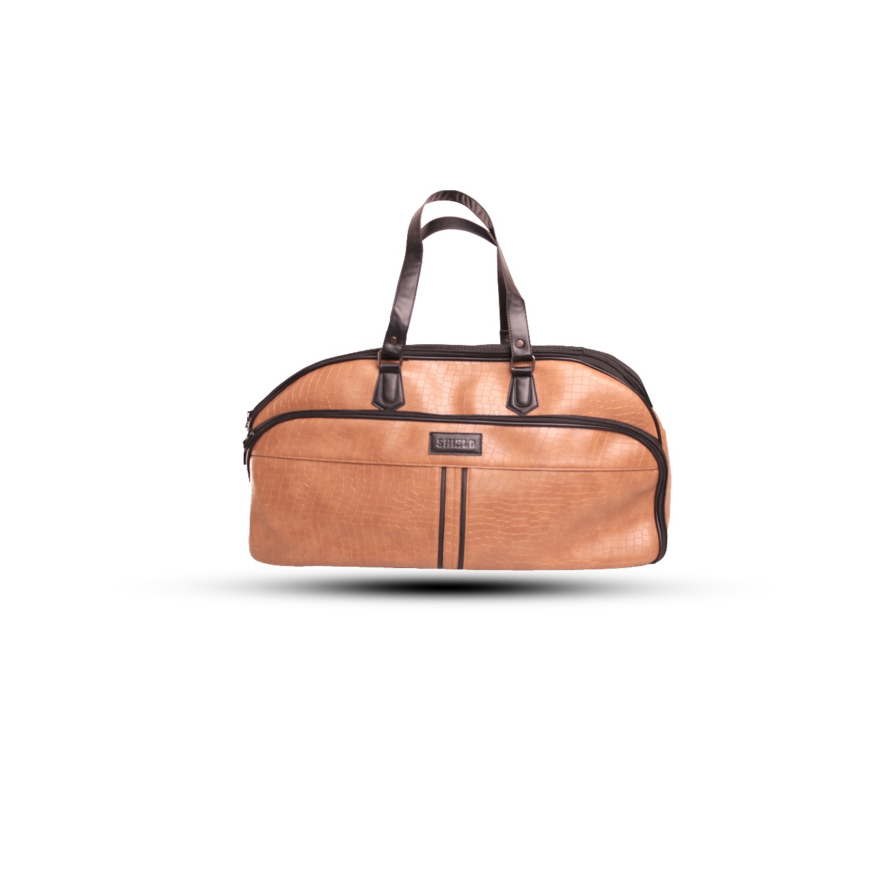 M&O Crocodile design  Zipper Luggage Handbag - Camel