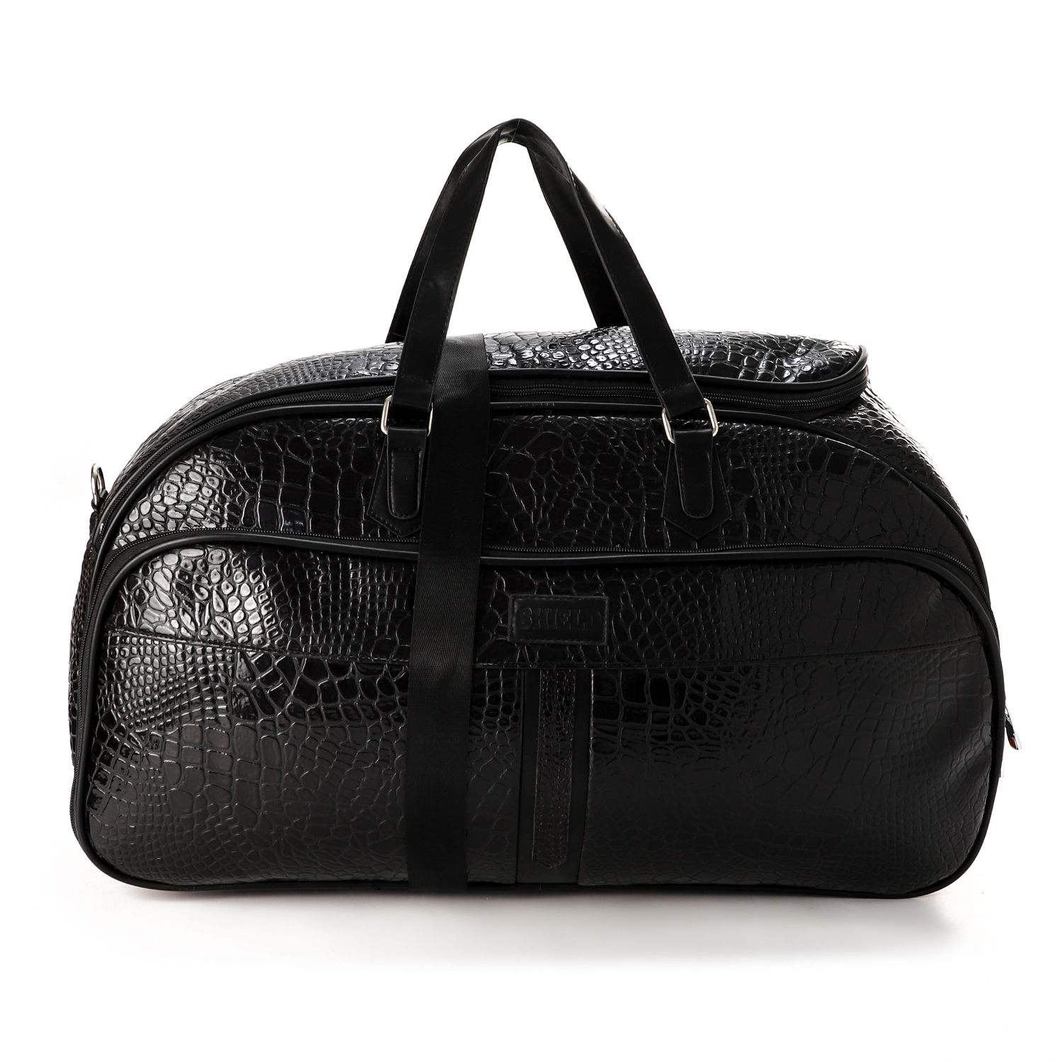 M&O Crocodile design  Zipper Luggage Handbag - Black