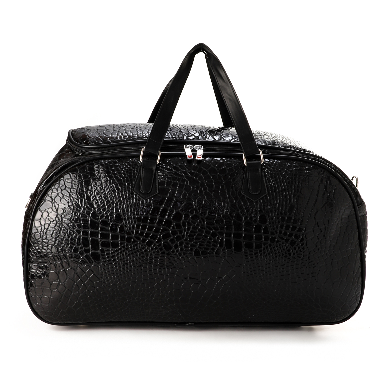 M&O Crocodile design  Zipper Luggage Handbag - Black