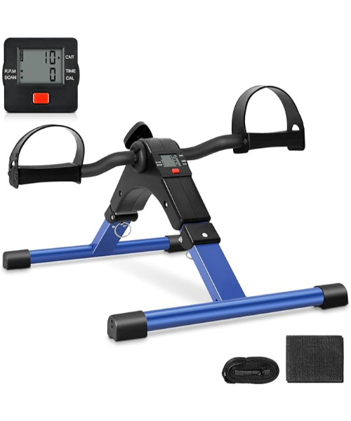 جهاز تمارين رياضية بدواسة للقدمين ، قابل للطي والحمل مع شاشة LCD، يمكن استخدامه كدراجة تدريب صغيرة تحت المكتب، مناسب لتمارين الساق والذراع
