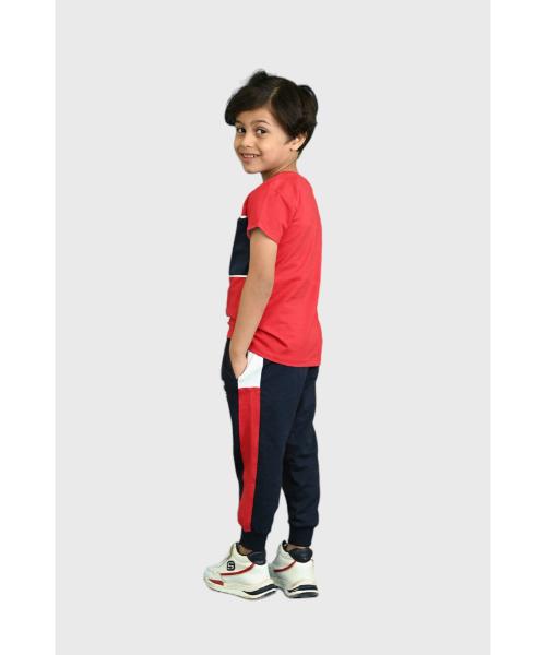 Cotton Pajamas Set for Boys 2 Pieces - Red Navy