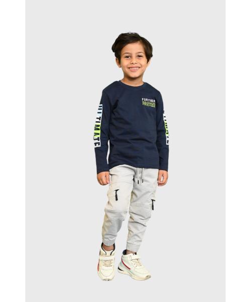 Drawstring Gabardine Pants Solid For Boys - Grey