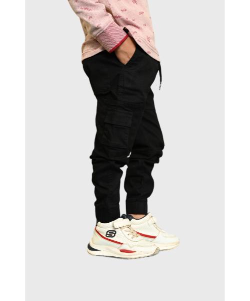 Drawstring Gabardine Pants Solid For Boys - Black