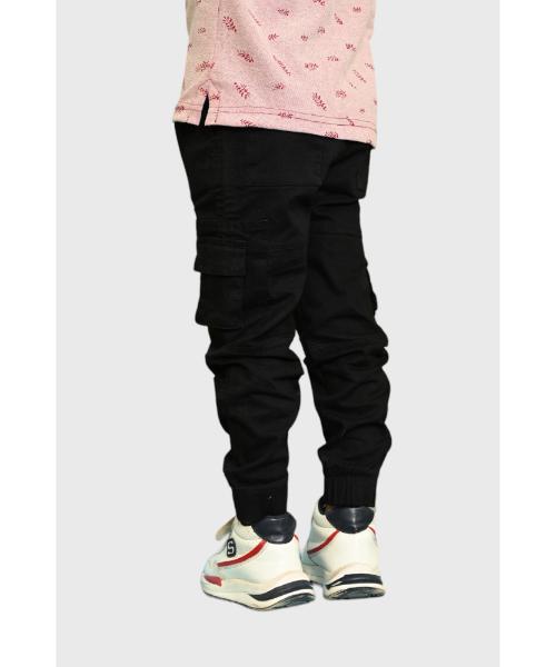 Drawstring Gabardine Pants Solid For Boys - Black