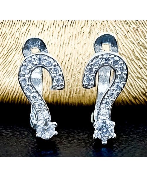 3 Diamonds 109 Stud Earring For Girls - Silver